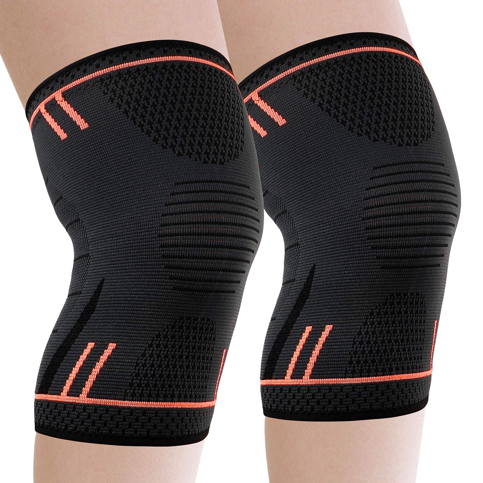 Molsdon Knee Support Brace 2 Pack, Compression Knee Sleeves for Arthritis Pain Relief, Joint Pain, Tendonitis, Meniscus Tear, ACL, MCL, Running, Sports, Squats, Men & Women