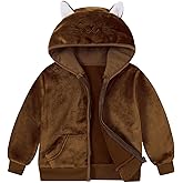 RAISEVERN Toddler Fleece Jacket Hooded with Cat Ears Cute Winter Zip-up Coat for Girls Boys Warm Casual 1-5T