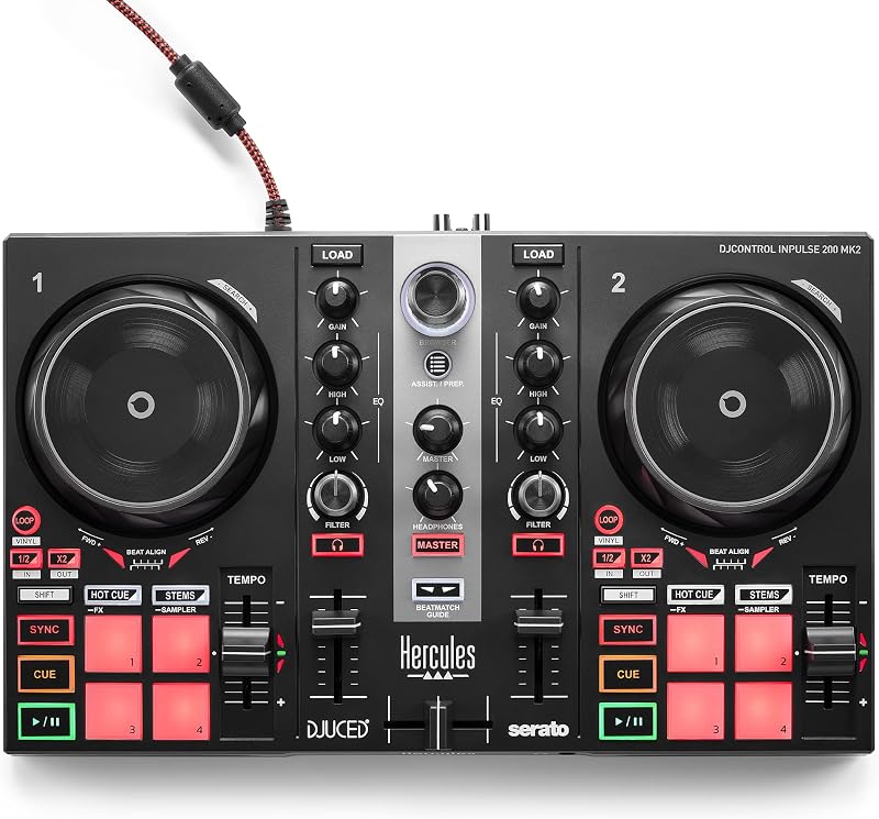 Hercules DJControl Inpulse 200 MK2 Compact DJ Controller with LED Guides