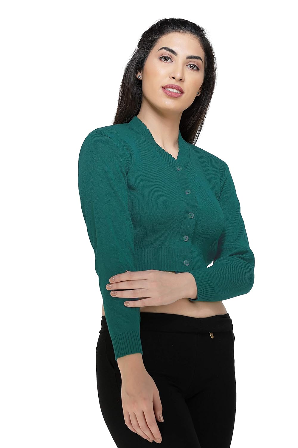 femula v-neck women full sleeves stitched blouse