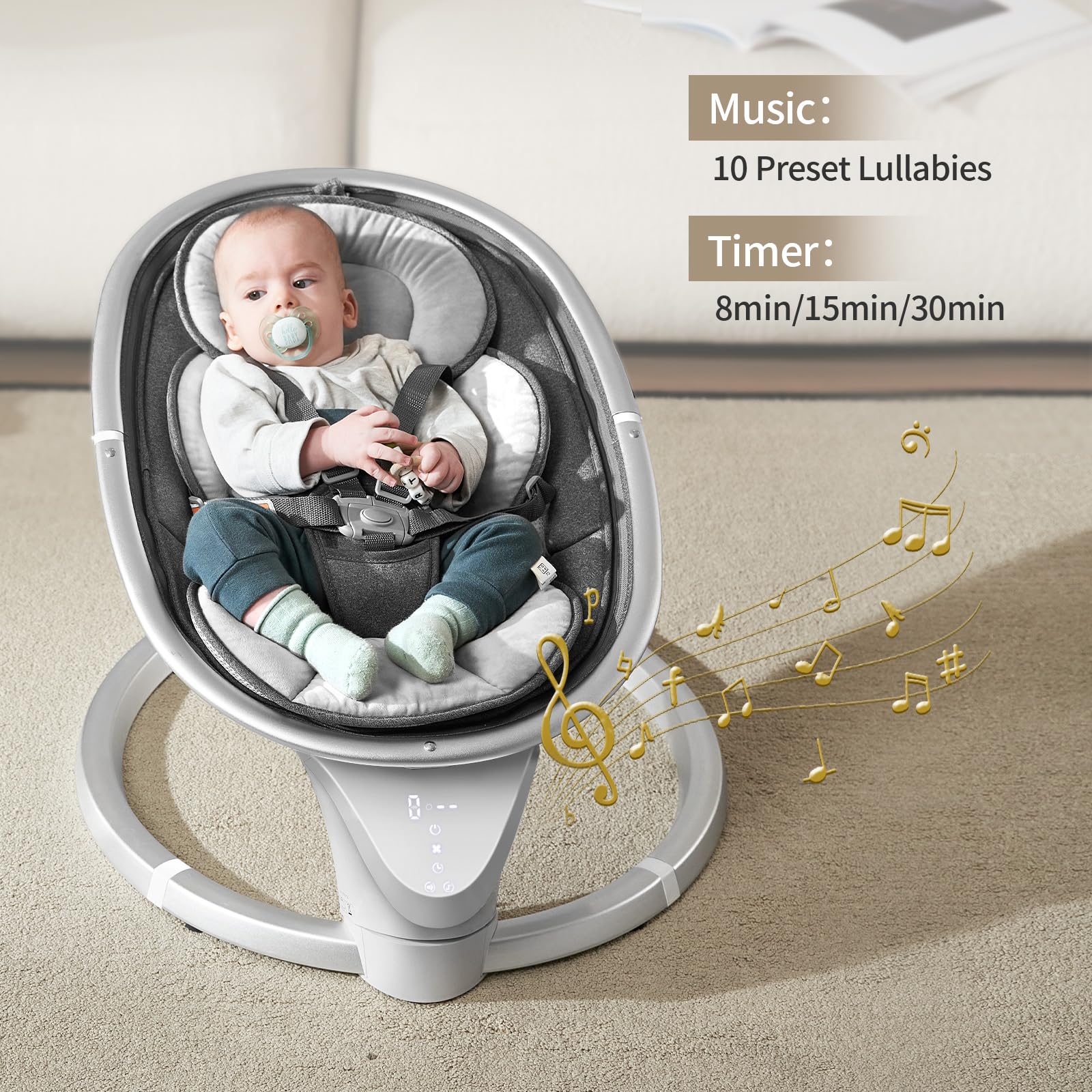 Baby Swings for Infants, Electric Infant Swing with 5 Speeds 10 Lullabies, Portable Baby Swing for Newborns Boys Girls