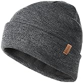 FURTALK Mens Beanie Fleece Lined Winter Hats Double Layered Stylish Knited Cuffed Plain Hat