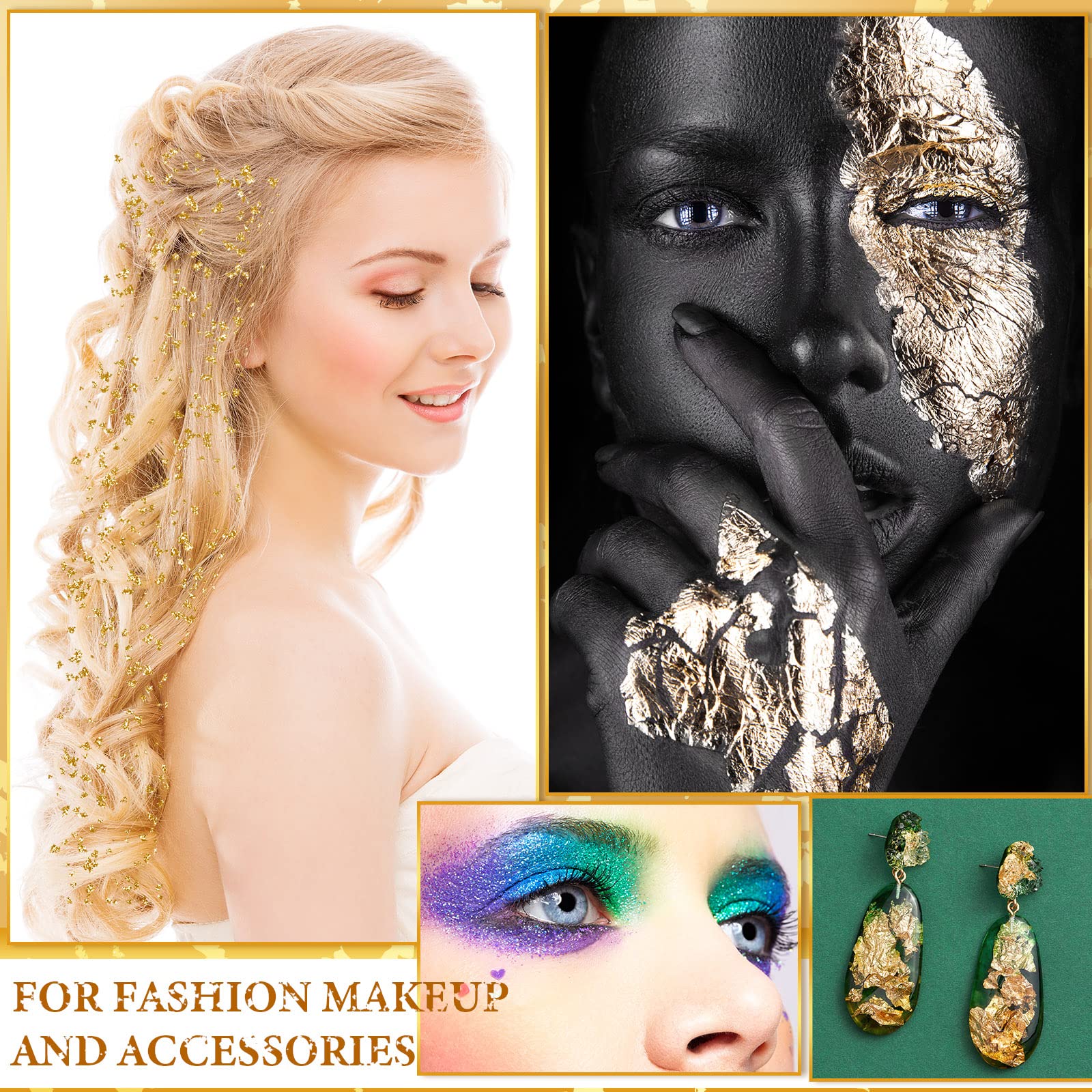 Newwiee 20 Colors 1000 Sheets Gold Leaf Sheets for Art, Gold Foil Multi Color Leaf for DIY Crafts Decor, Painting, Resin, Nails, Gilding Craft, Bronzing, Furniture with Tweezer & Brush