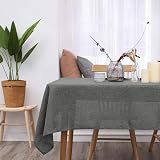 Deconovo Solid Faux Linen Rectangle Tablecloth 51x87in Grey Water Resistant view 2