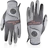 Copper Tech Plus Copper Infused Golf Glove for Men – Charcoal/Grey (Combi) – Single Pack – Compression Fit, Arthritis Relief, Non-Slip Grip – USGA Approved