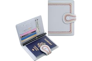 LABATO Passport Holder Wallet for Men and Women, Leather Passport Holder Card Slots, Mulit-Purpose RFID Blocking Passport Holder, Travel Wallet Passport Cover Case（Blue）