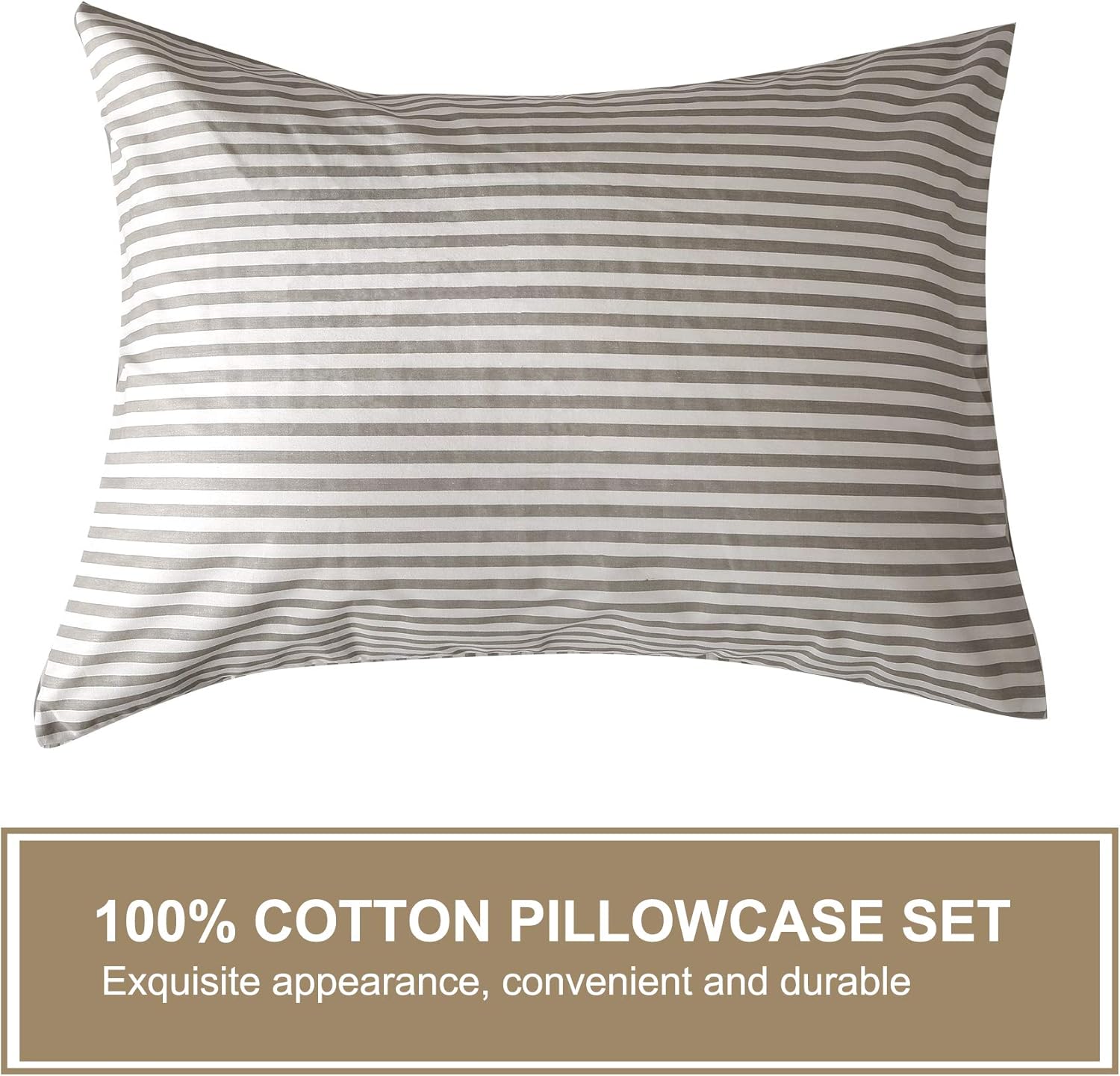 JELLYMONI 100% Natural Cotton 3pcs Striped Duvet Cover Sets,White Duvet Cover with Grey Stripes Pattern Printed Comforter Cover,with Zipper Closure & Corner Ties(Queen Size): Kitchen & Dining