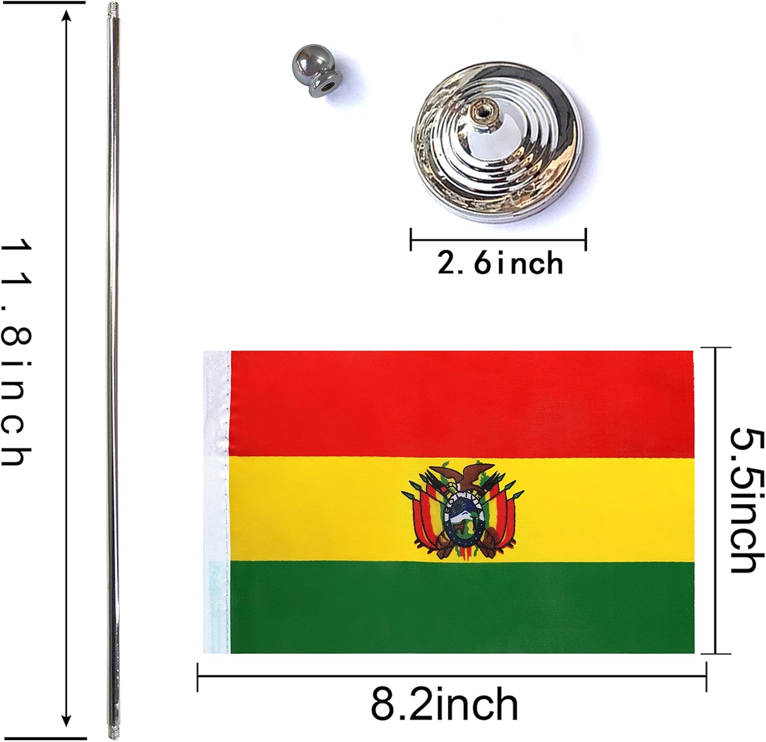 WEITBF Bolivia Desk Flag Small Mini Bolivian Office Table Flag with Stand Base Decorations,2 Pack: Garden & Outdoor