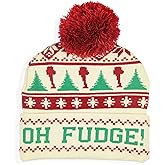 A Christmas Story Oh Fudge Leg Lamp Tree Far Isle Design Cuffed Adult Pom Beanie Multicolored