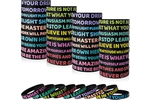 KUCLIN 60 Pieces Motivational Quote Rubber Wristbands Colored Inspirational Silicone Bracelets Stretch Unisex Wristbands for Women Men Teens Gifts, 20 Styles