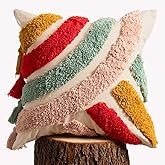 lifein 18x18 Pillow Covers-Throw Pillow Cover Tufted Boho Jacquard Pillow Covers Farmhouse Decorative Pillow Cover Pillow Cases for Gift Couch Sofa Bed Chair Living Room Home Decor