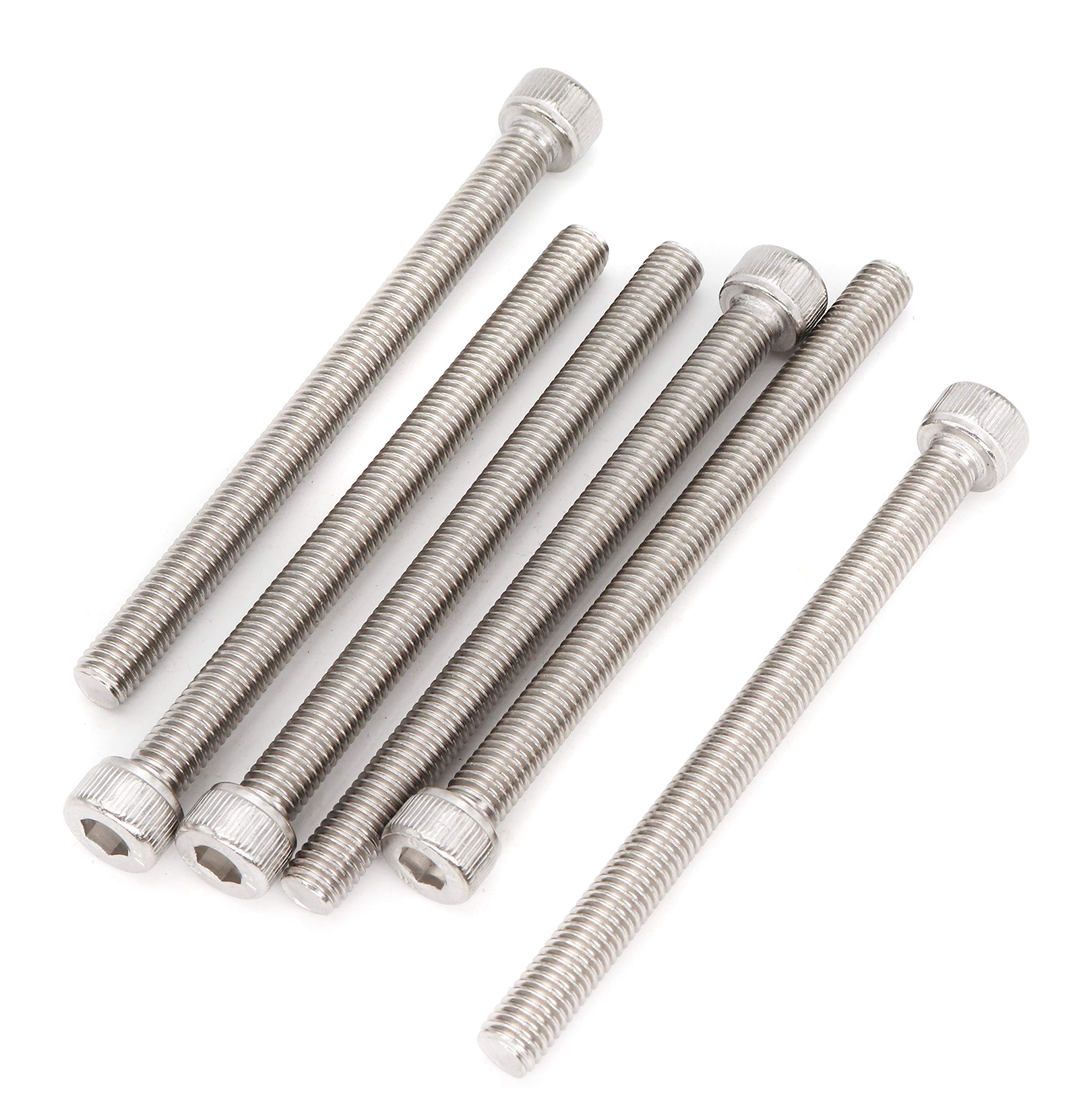 binifiMux 6pcs M8 x 100mm Full Thread 304 Stainless Steel Hex Socket Cap Bolt Screw