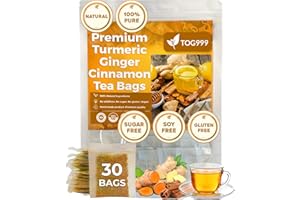 TOG999 Special Turmeric Ginger Cinnamon Tea, 100% Natural, Hand-made Blend of Turmeric, Ginger, and Cinnamon. Anti-Inflammatea. Eco-conscious Tea Bags. Turmeric Ginger Herbal Tea. No Sugar, No Caffeine, No Gluten, Vegan. 30 Tea Bags.