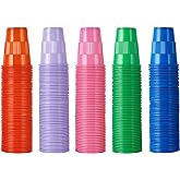 Lilymicky 500 Pack 7 oz Plastic Cups, Disposable Party Drinking Cups in Assorted Colors, 5 Colors, Perfect for Picnics, Celebrations and Christmas Day
