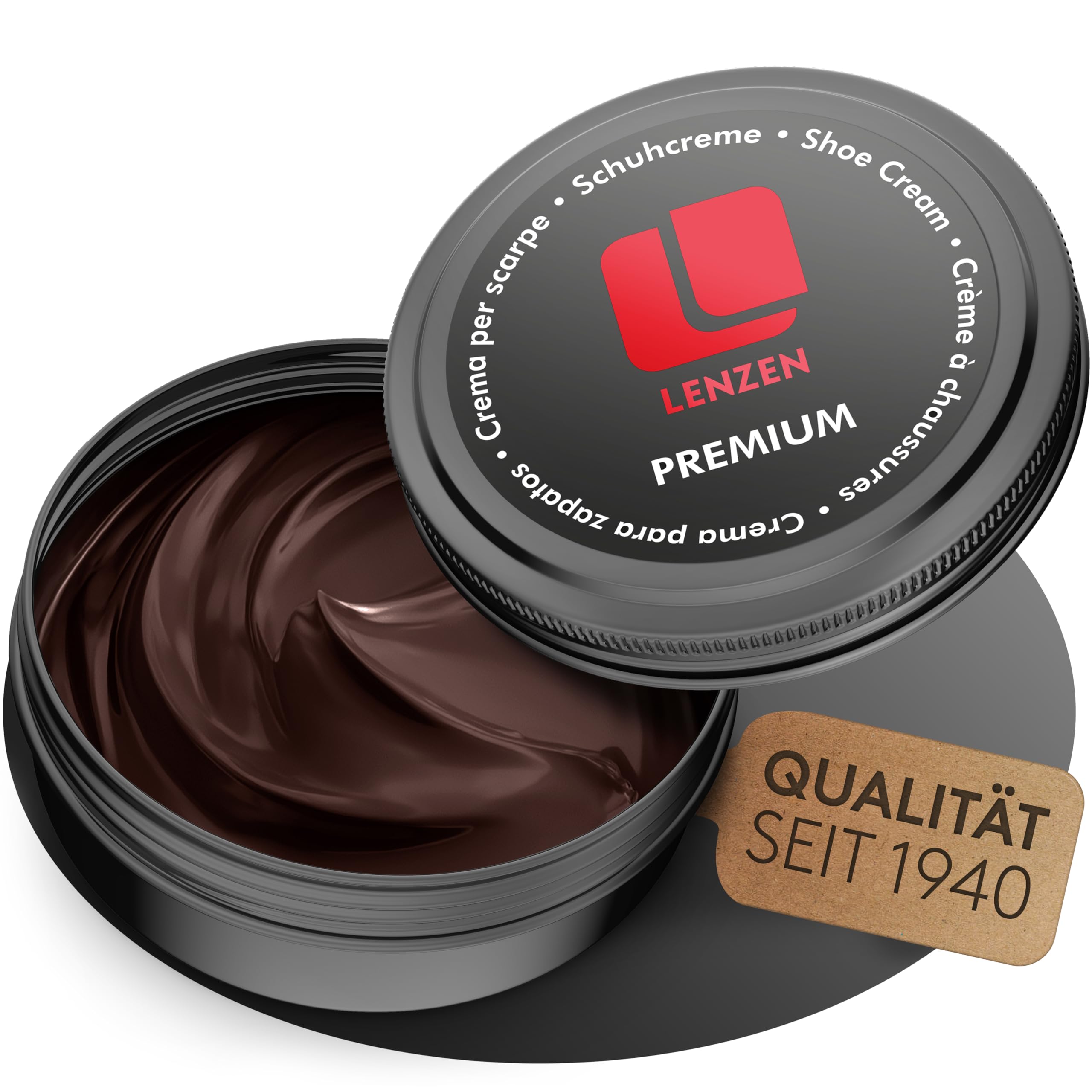 Lenzen Shoe Polish I Leather Cream for Smooth and Grained Leather (Dark Brown)