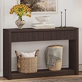 BON AUGURE Entryway Console Table with 2 Fluted Drawers, 47" Walnut Brown | Sofa Table with Storage | Mid-Century Modern | Spacious Open Bottom Shelf | For Behind Couch, Foyer, Hallway &amp; Living Room