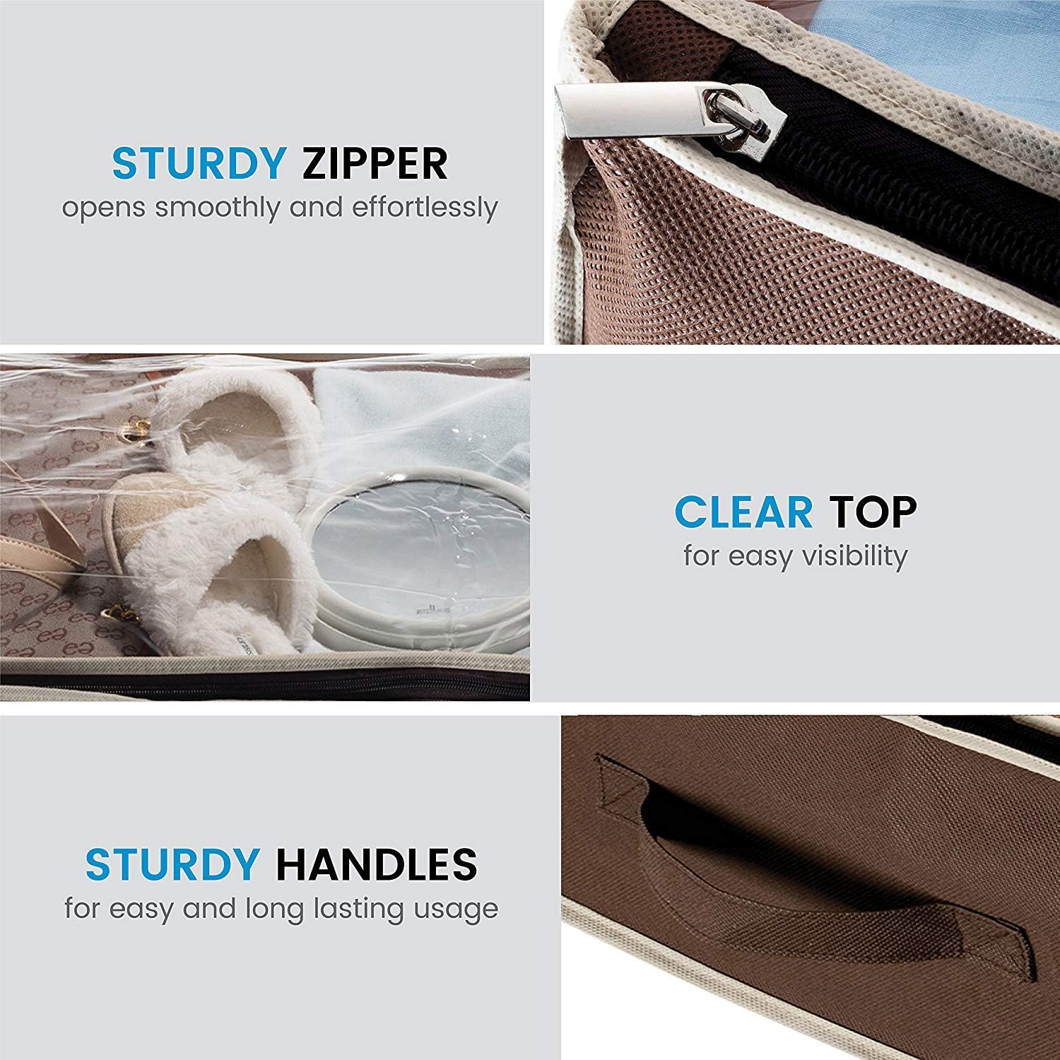 Underbed Storage Bag Organizer (2 Pack) Large Capacity Storage Box with Reinforced Strap Handles, PP Non-Woven Material, Clear Window, Store Blankets, Comforters, Linen, Bedding, Seasonal Clothing: Home Improvement