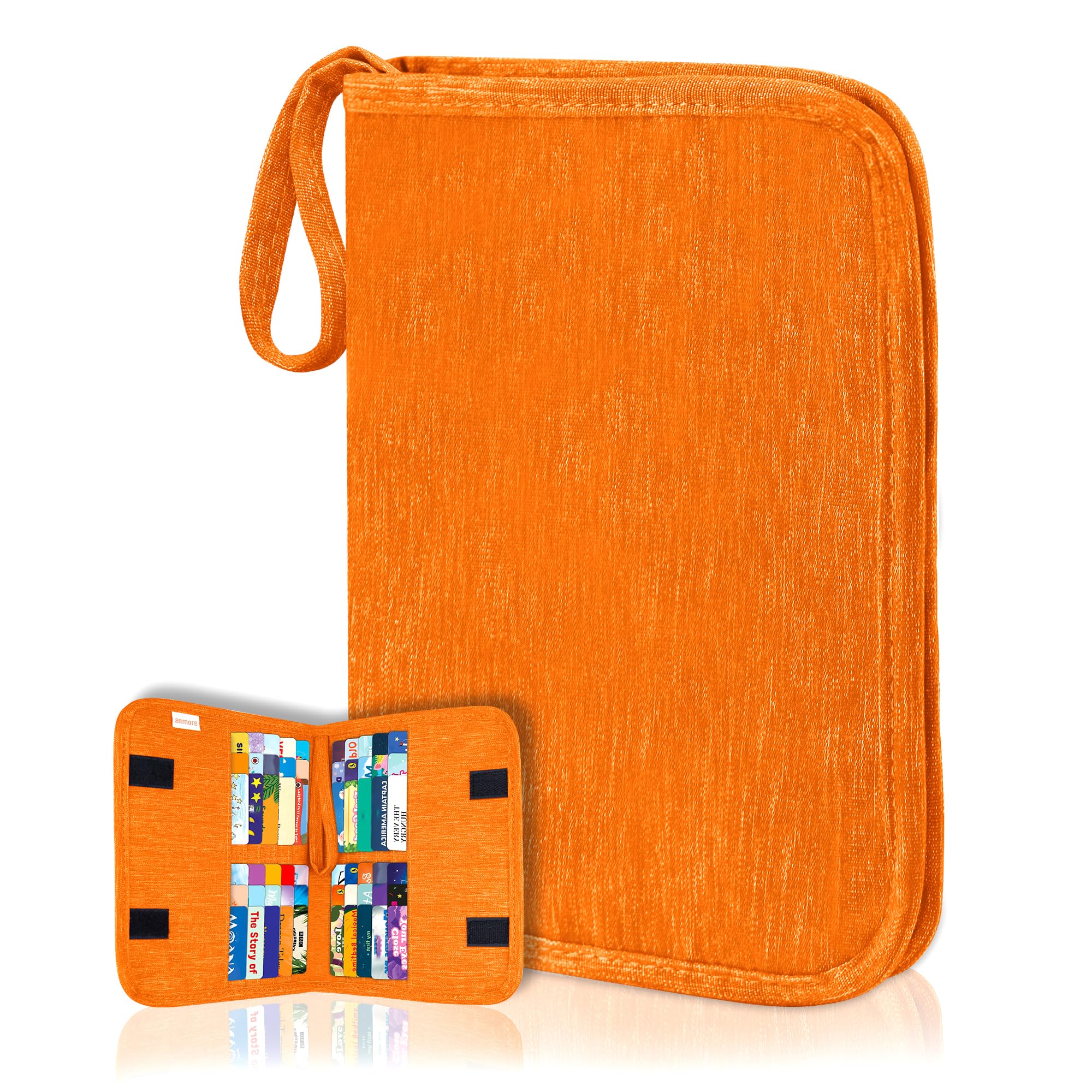Annmore Trading Card Binder Compatible with Yoto Player Cards, 20 Pockets Carrying Cards Album, Storage Organizer Holder for Kids Game Cards, Orange