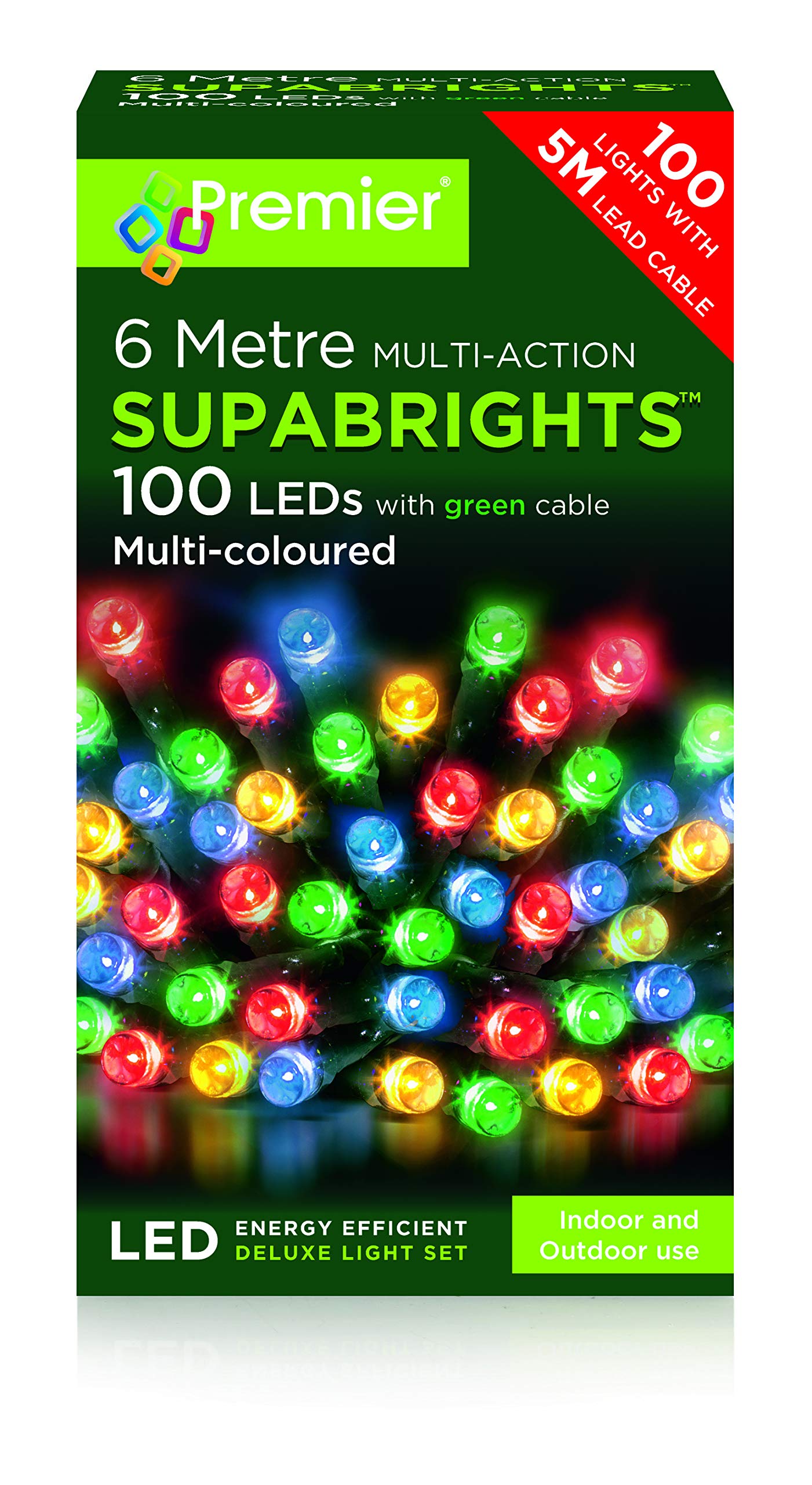 Multicolour 100 LED Christmas Lights Supabright