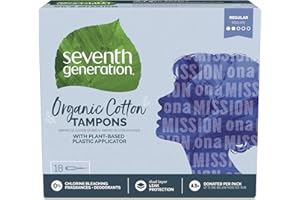 Seventh Generation Tampons for Sensitive Skin Regular Absorbency Organic Cotton 18 count