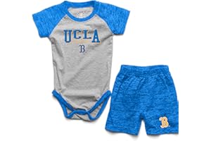 Wes and Willy Baby College Sports Fan Outfit One Piece Snap Suit and Short Set Cloudy Yarn Pattern