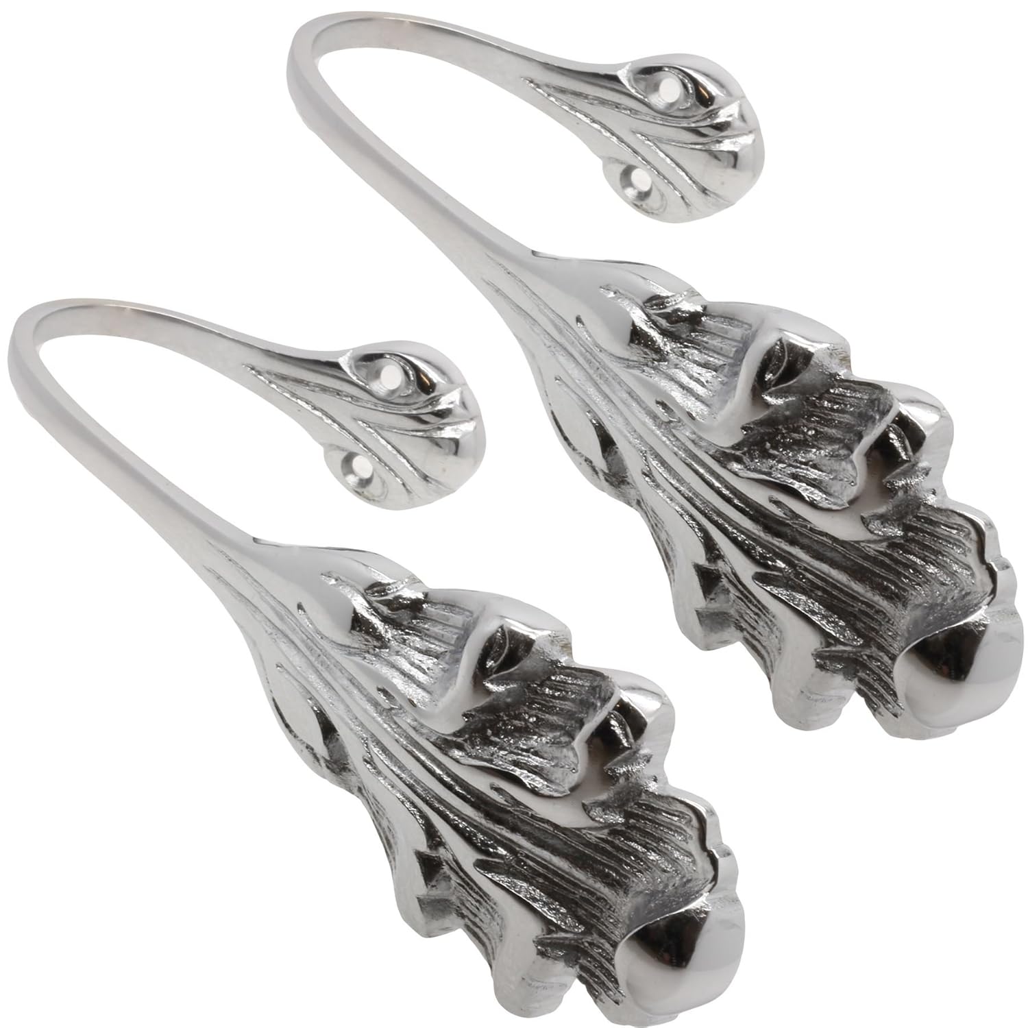 2x Large 6" Polished Chrome J Shape Curtain Hold Backs Tie Tassel Holders/Arm Hooks Amazon.co