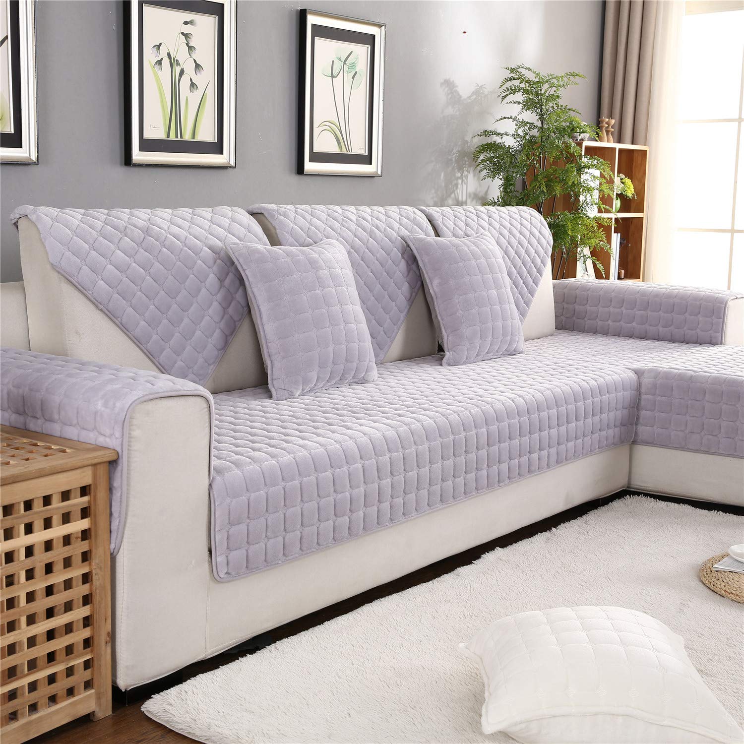 Best grey cotton slipcovers for couches and loveseats