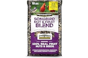 Pennington Pride Songbird Nut & Fruit Blend, Wild Bird Seed for Outside Feeders, Advanced Nutrition Formula for Bird Health, 10-lb. Bag