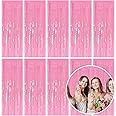 10 Pack Foil Curtain Pink Backdrop Streamers Metallic Tinsel Fringe Curtains Photo Booth Props for Birthday Wedding Engagement Bachelorette Christmas Holiday Celebration Party Decorations