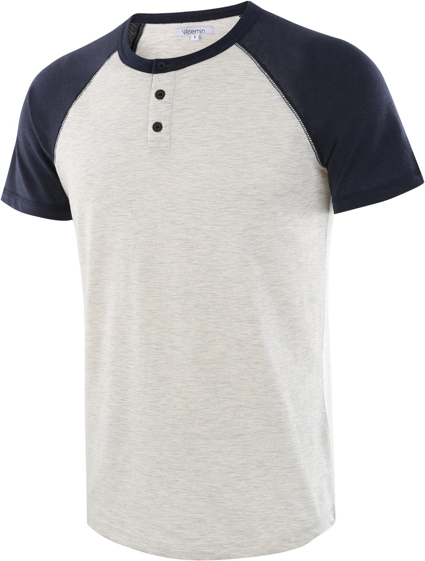 Men's Casual Short Sleeve Raglan Henley T-Shirts Baseball Shirts Tee
