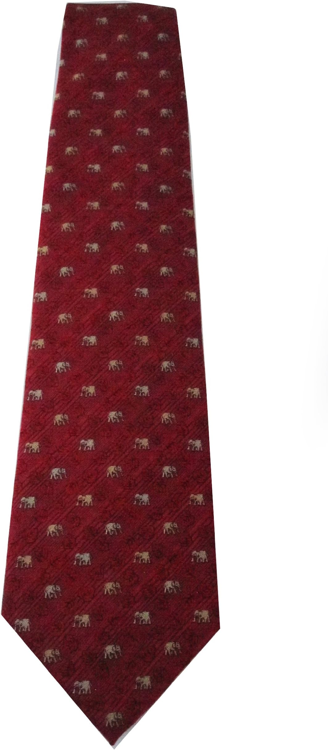 100% Red Thai Silk Neckties Elephants for Men Thailand Souvenir