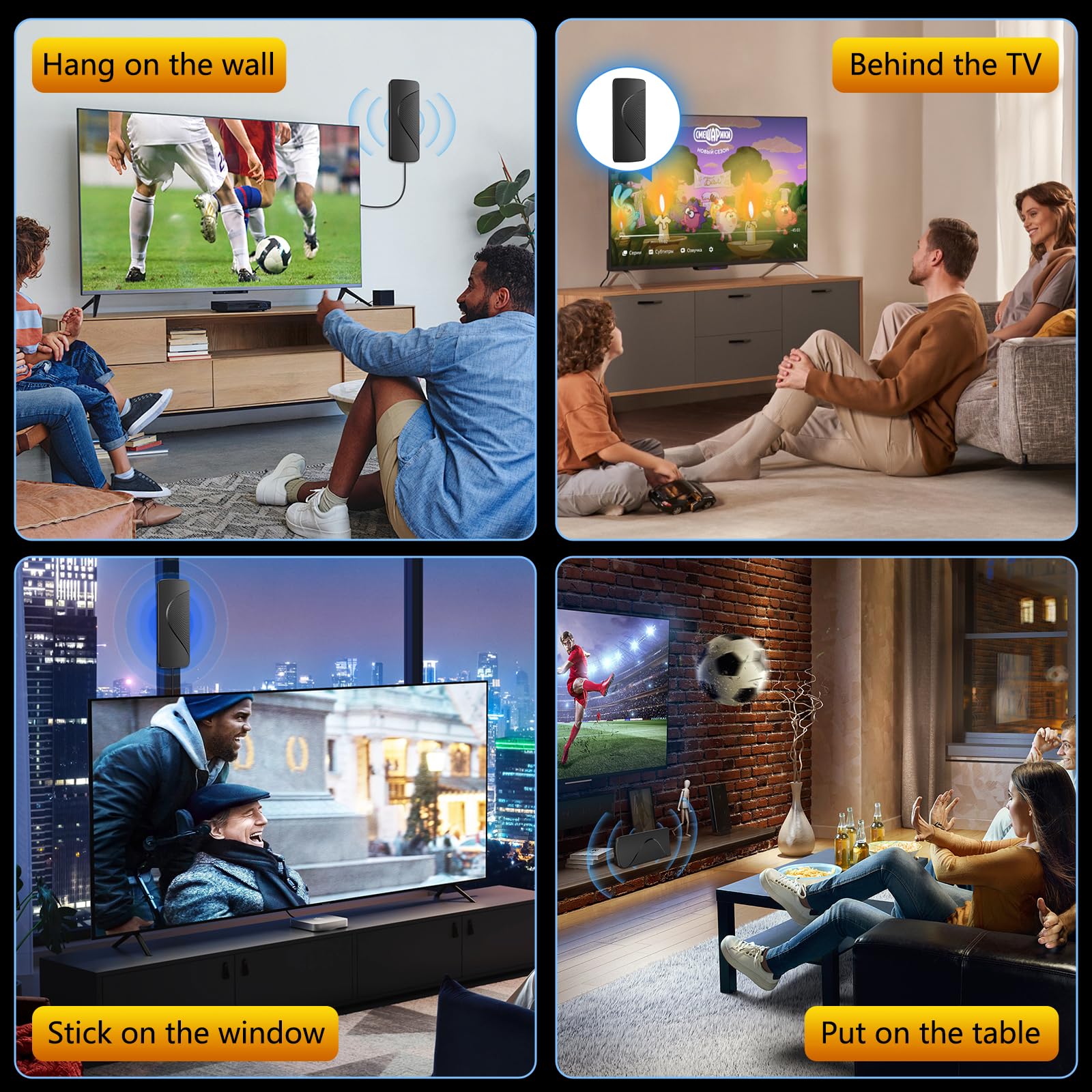 2025 Upgraded TV Antenna for Smart TV, 1600+ Miles Range, Indoor/Outdoor Digital Antenna for Local Channels, HD 4K Support, Amplified Signal Booster, Clear Reception for 1080p 4K TVs