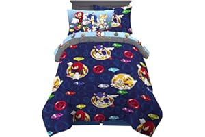 Franco Kids Bedding Super Soft Microfiber Comforter and Sheet Set with Sham, 5 Piece Twin Size, Sonic The Hedgehog