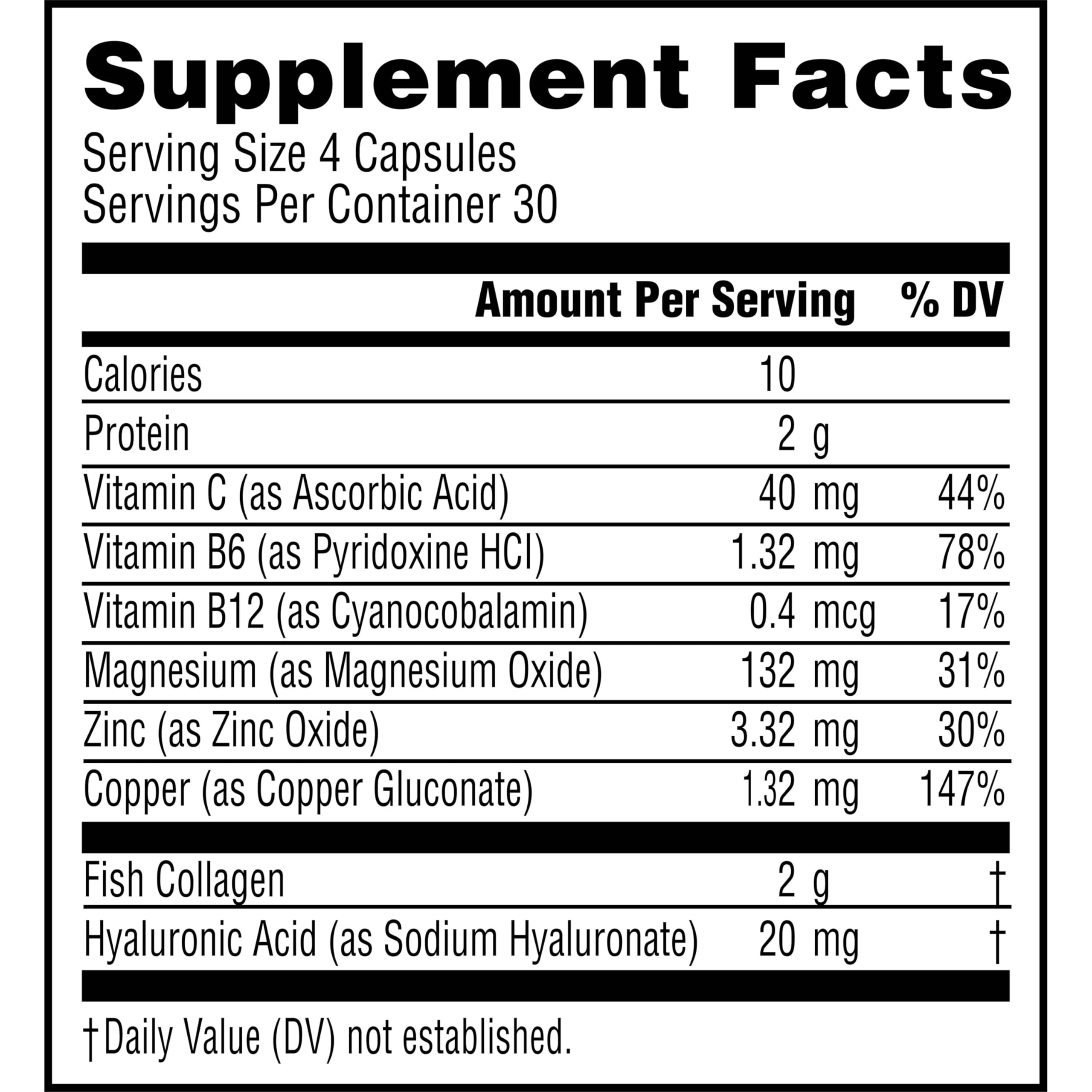 NeoCell Marine Collagen With Collagen Type 1 and 3 and Hyaluronic Acid, With Hydrolyzed Collagen, Skin Health Supplement, Capsule, 120 Count, 1 Bottle