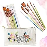 Travel Watercolor Brushes for Artists + Pouch- Set of 6 Paint Brushes for Beginners & Pros-Water Color Brushes-Assorted Paint