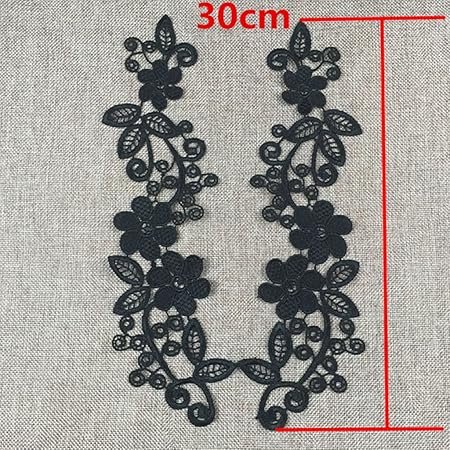 Amazon アップリケ 花柄レース 手芸素材 縫製パッチ 刺繍レース 結婚式 花嫁 ドレス装飾用 モチーフ 2枚2色選べ 黒 ワッペン アップリケ 通販
