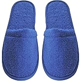 Arus Women's Turkish Terry Cotton Cloth Spa Slippers One Size Fits Most, Royal Blue, 6-9.5 Wide Women