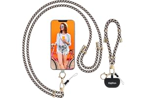 KAPTRON Universal Phone Lanyard with Wrist Strap, Adjustable Crossbody Cell Phone Lanyard Neck Strap and Wristlet Strap with 2 Lobster Clips, Phone Tether Patches and Phone Straps (Beige/Navy Blue, 2 Pack)