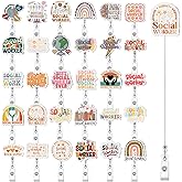 Geyoga 30 Pcs Social Work Month Badge Holder Bulk Retractable Badge Reels Cards Holder with Clip Gift for Volunteer Social Worker Appreciation Gifts