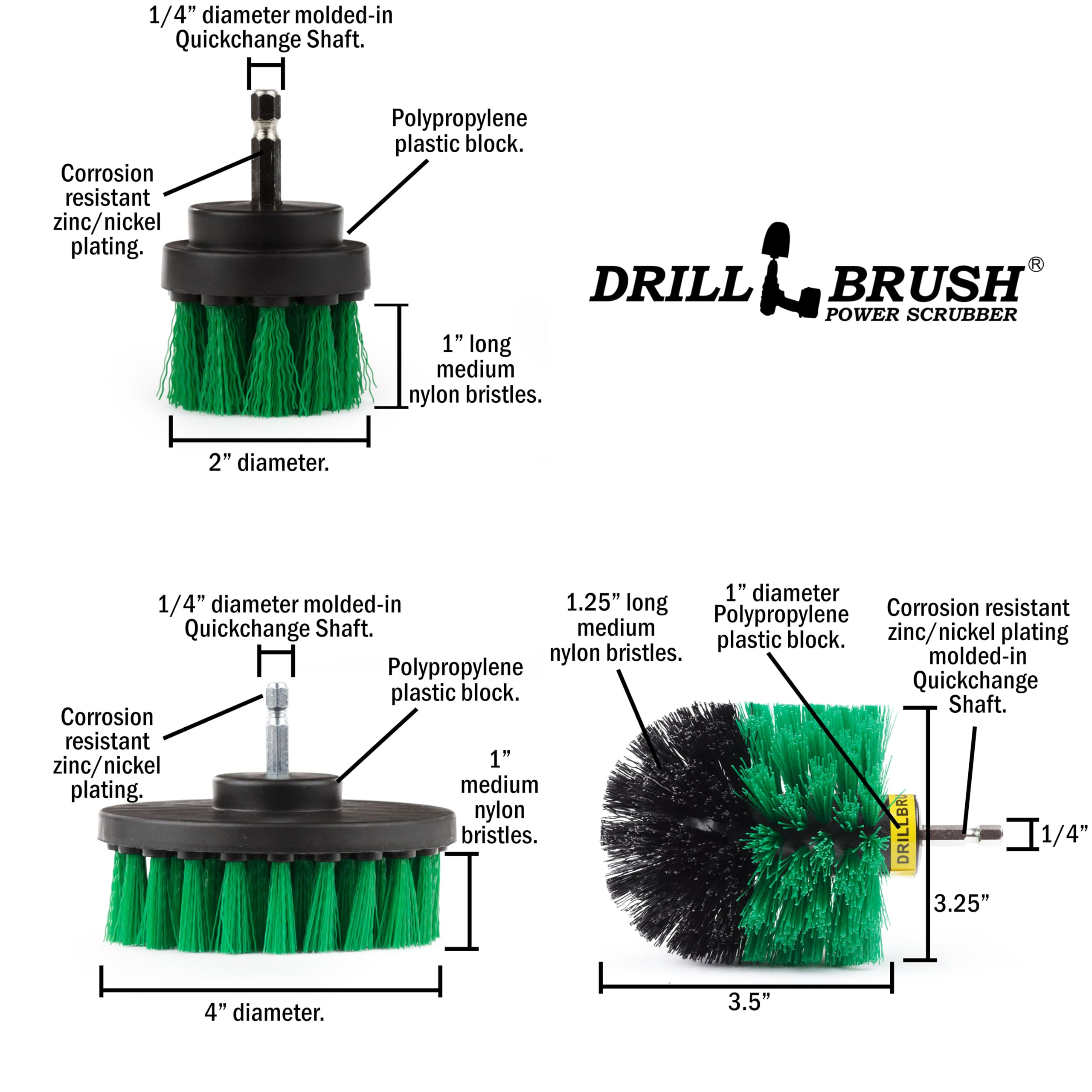 Drillbrush Green Kitchen Drill Brush Set – Drill Powered Cleaning Tools for Stainless Steel Sink, Copper Sink, Stove Top, Oven, Air Fryer & Cabinets – Must-Have Kitchen Accessories for Fast Cleaning