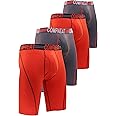 Comfneat Men's 9" Long Boxer Briefs Sports Performance Breathable Underwear 4-Pack