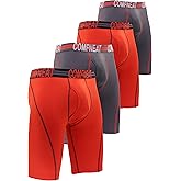 Comfneat Men's 9" Long Boxer Briefs Sports Performance Breathable Underwear 4-Pack