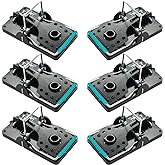 Kat Sense Large Rat Snap Traps, Pest Control for Rats Mice Chipmunks 6 Pack | Stainless Steel Bar Design, Humane Rat Trap, Indoor &amp; Outdoor Use, High Precision Triggering, Powerful Snap Action