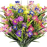 CORVYUC 6 Bundles Artificial Flowers Outdoors UV Resistant Fake Plants Outside Faux Plastic Silk Floral for Home Indoor Porch Boxes Garden Decoration (Multicolor) (6)