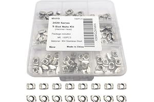 IEUYO M5 T-Nuts for 2020 Aluminum Profiles - 100 Pcs - 304 Stainless Steel Sliding Hammer Head T-Slot Fasteners