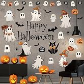 Whaline 9 Sheets Halloween Wall Stickers Ghost Pumpkin Bat Wall Decals Vintage Room Mural Stickers for Home Party Decoration, 8.3 x 10.6 Inch
