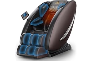 BILITOK Massage Chair Recliner with Zero Gravity, Full Body Massage Chair with Heating, Bluetooth Speaker, Airbags, Foot Roller, Touch Screen, Space-Saving (Brown), 58D x 40W x 30H in