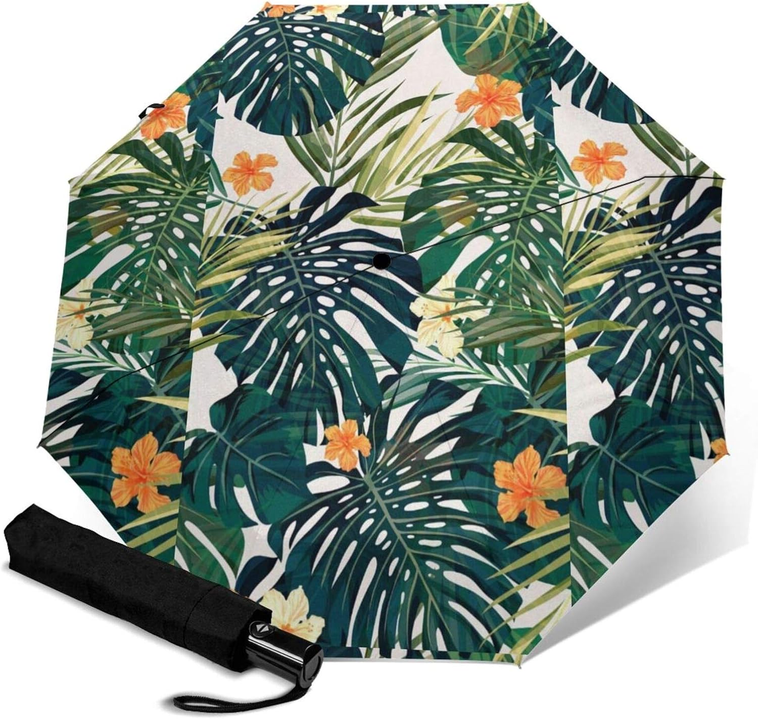 Tropical Summer Hawaiian Flower Palm Leaves Printed Umbrellas
