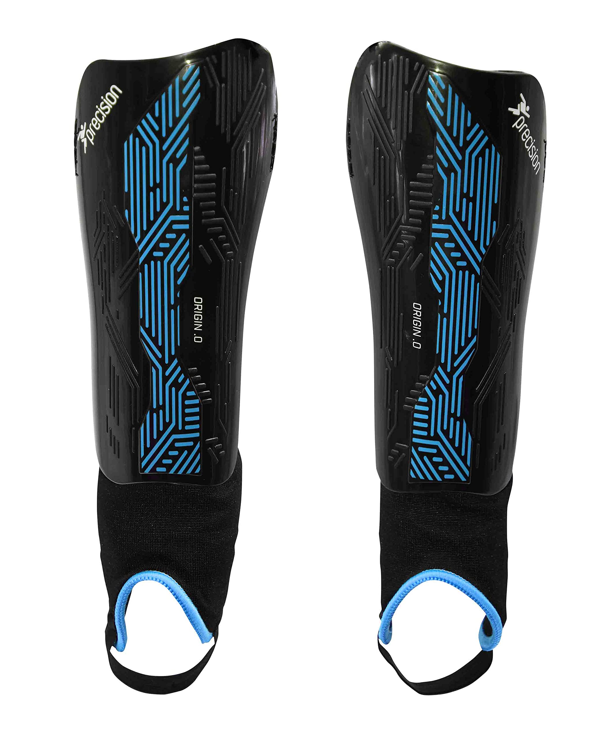 Precision Origin.0 Shin & Ankle Guards, Black/Cyan