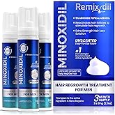 Remixidil Men’s 5% Minoxidil Foam | Hair Regrowth Treatment for Men | Clinically Proven Formula for Hair Loss and Hair Growth | No Scalp Irritation | 3-Month Supply